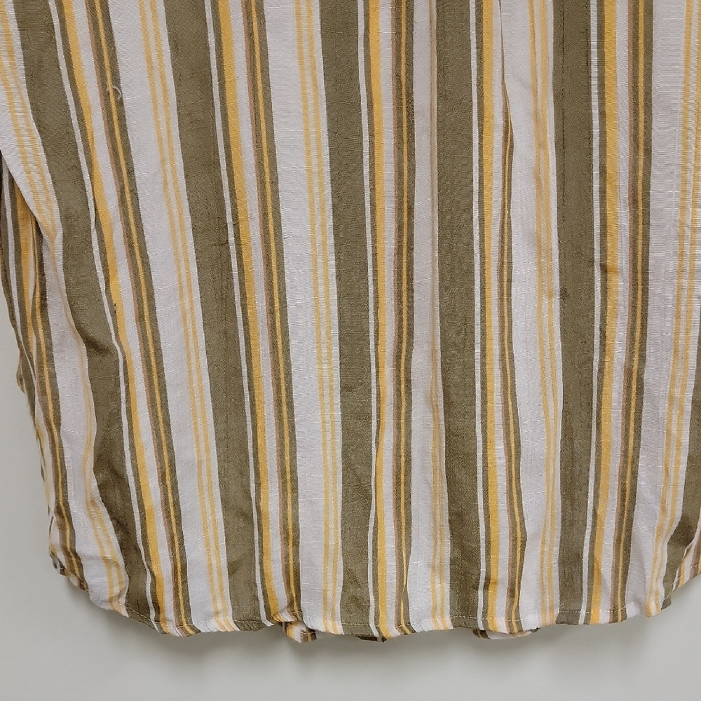 Striped Button-Down Shirt in Olive and Cream - Picture 8 of 16